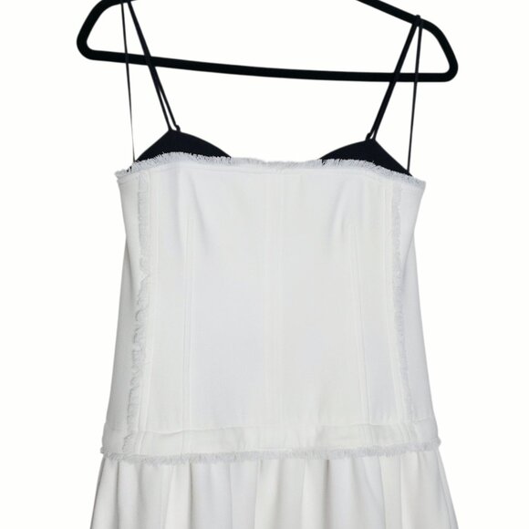 Simkhai Quinlin Snow Off White Bustier Contrast Drop Waist Midi Dress Size 4 - Picture 6 of 14